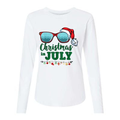 Santa Hat Sunglasses Summer Christmas In July Gift Womens Cotton Relaxed Long Sleeve T-Shirt