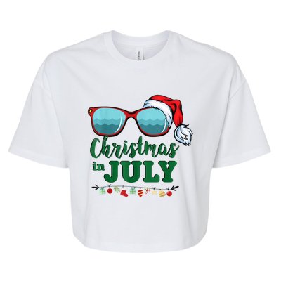 Santa Hat Sunglasses Summer Christmas In July Gift Bella+Canvas Jersey Crop Tee