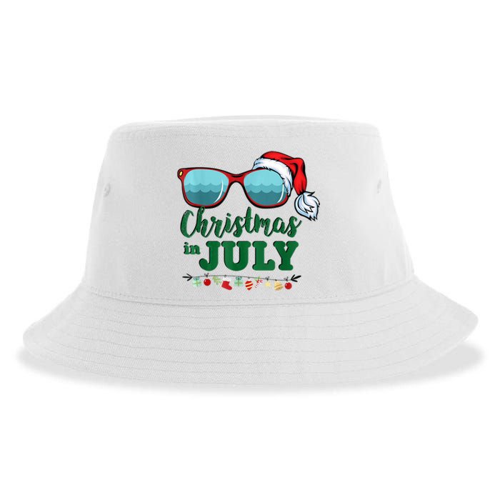 Santa Hat Sunglasses Summer Christmas In July Gift Sustainable Bucket Hat