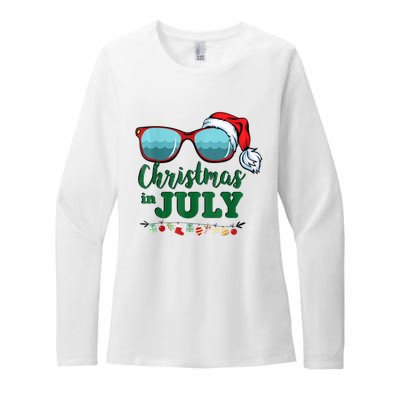 Santa Hat Sunglasses Summer Christmas In July Gift Womens CVC Long Sleeve Shirt