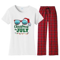 Santa Hat Sunglasses Summer Christmas In July Gift Women's Flannel Pajama Set