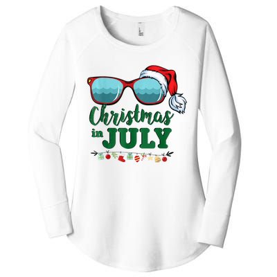 Santa Hat Sunglasses Summer Christmas In July Gift Women's Perfect Tri Tunic Long Sleeve Shirt