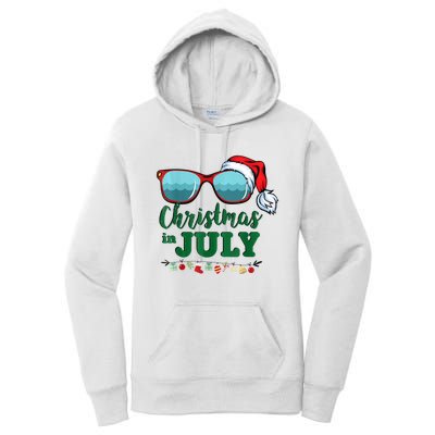 Santa Hat Sunglasses Summer Christmas In July Gift Women's Pullover Hoodie