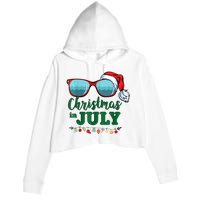 Santa Hat Sunglasses Summer Christmas In July Gift Crop Fleece Hoodie