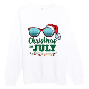 Santa Hat Sunglasses Summer Christmas In July Gift Premium Crewneck Sweatshirt