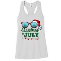 Santa Hat Sunglasses Summer Christmas In July Gift Women's Racerback Tank