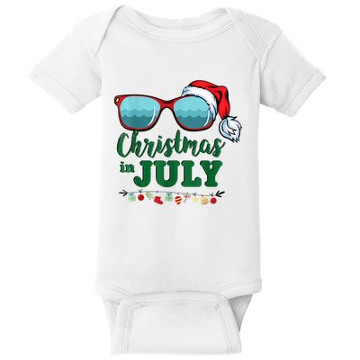 Santa Hat Sunglasses Summer Christmas In July Gift Baby Bodysuit