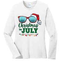 Santa Hat Sunglasses Summer Christmas In July Gift Ladies Long Sleeve Shirt