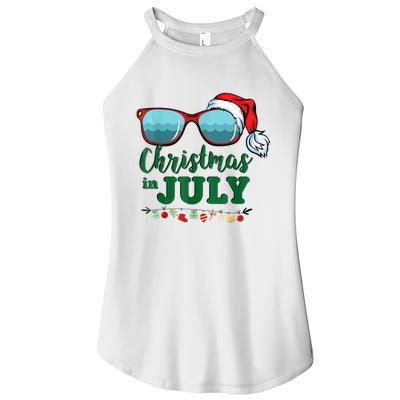 Santa Hat Sunglasses Summer Christmas In July Gift Women’s Perfect Tri Rocker Tank