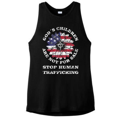 Stop Human Trafficking This Gods Children Are Not For Sale Ladies PosiCharge Tri-Blend Wicking Tank