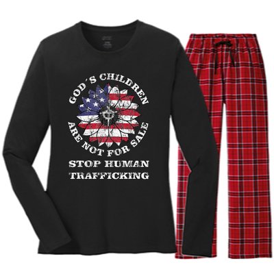 Stop Human Trafficking This Gods Children Are Not For Sale Women's Long Sleeve Flannel Pajama Set 