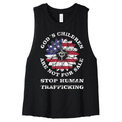 Stop Human Trafficking This Gods Children Are Not For Sale Women's Racerback Cropped Tank