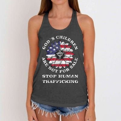 Stop Human Trafficking This Gods Children Are Not For Sale Women's Knotted Racerback Tank