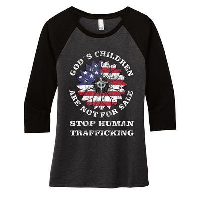 Stop Human Trafficking This Gods Children Are Not For Sale Women's Tri-Blend 3/4-Sleeve Raglan Shirt