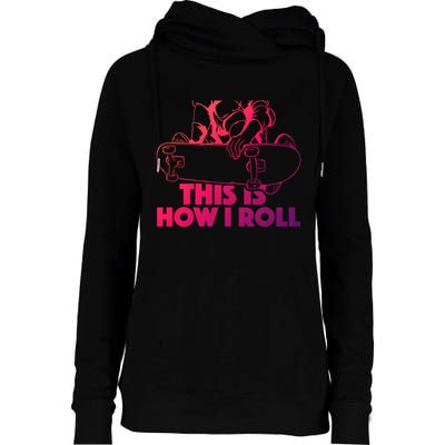 Skateboard Halfpipe Tricks Extreme Sports Skateboarding Gift Womens Funnel Neck Pullover Hood