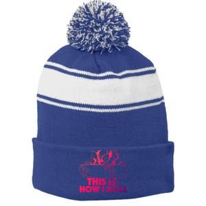 Skateboard Halfpipe Tricks Extreme Sports Skateboarding Gift Stripe Pom Pom Beanie