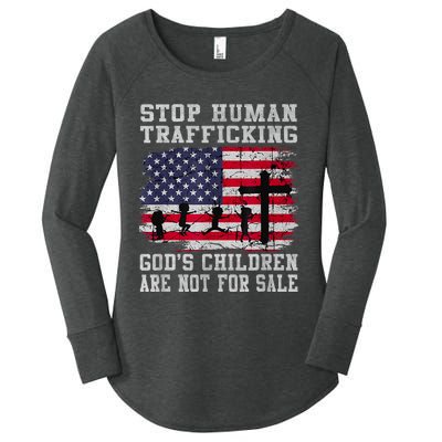 Stop Human Trafficking Gods Children Are Not For Sale America Flag Women's Perfect Tri Tunic Long Sleeve Shirt