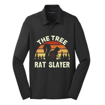 Squirrel Hunter The Tree Rat Slayer Retro Squirrel Hunting Gift Silk Touch Performance Long Sleeve Polo