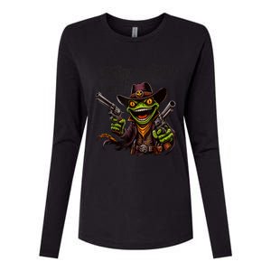 Scary Halloween Trick Or Treat Partner Spooky Cowboy Frog Womens Cotton Relaxed Long Sleeve T-Shirt