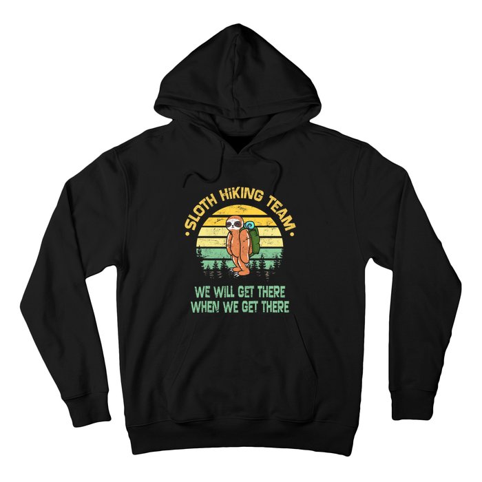 Sloth Hiking Team Hiker Camper Funny Retro Hoodie