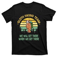 Sloth Hiking Team Hiker Camper Funny Retro T-Shirt