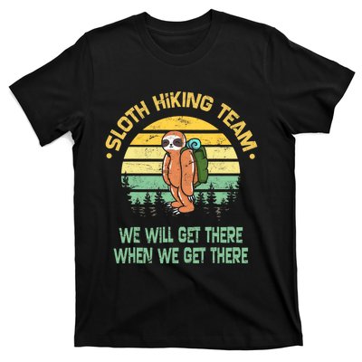 Sloth Hiking Team Hiker Camper Funny Retro T-Shirt