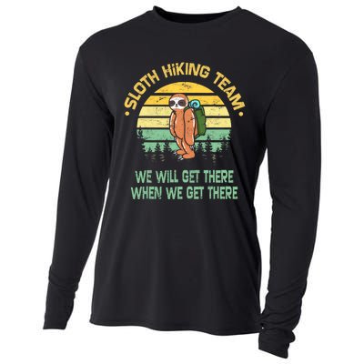 Sloth Hiking Team Hiker Camper Funny Retro Cooling Performance Long Sleeve Crew