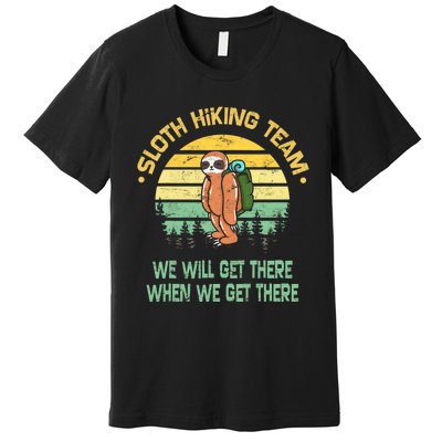 Sloth Hiking Team Hiker Camper Funny Retro Premium T-Shirt