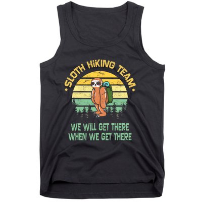 Sloth Hiking Team Hiker Camper Funny Retro Tank Top