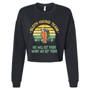 Sloth Hiking Team Hiker Camper Funny Retro Cropped Pullover Crew