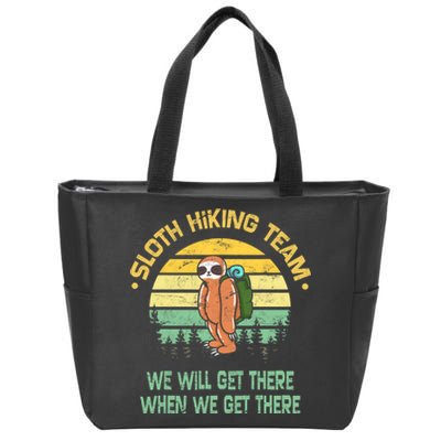 Sloth Hiking Team Hiker Camper Funny Retro Zip Tote Bag