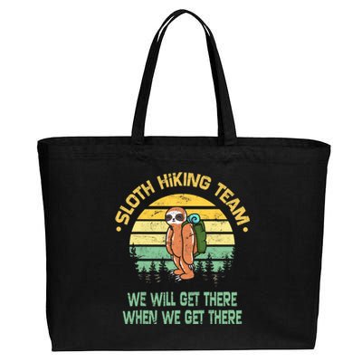 Sloth Hiking Team Hiker Camper Funny Retro Cotton Canvas Jumbo Tote