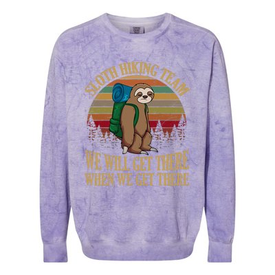 Sloth Hiking Team We Will Get There When We Get There Colorblast Crewneck Sweatshirt