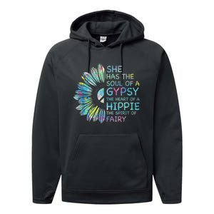 She has the soul of a gypsy the heart of a hippie and spirit Performance Fleece Hoodie