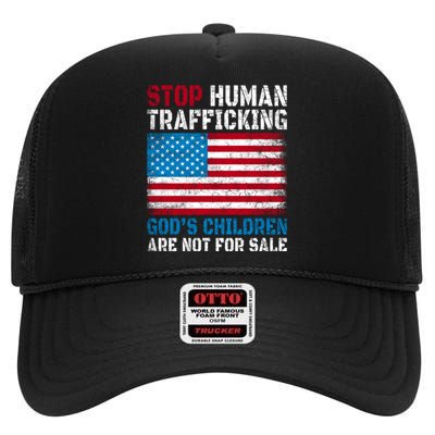 Stop Human Trafficking Gods Children Are Not For Sale. High Crown Mesh Back Trucker Hat