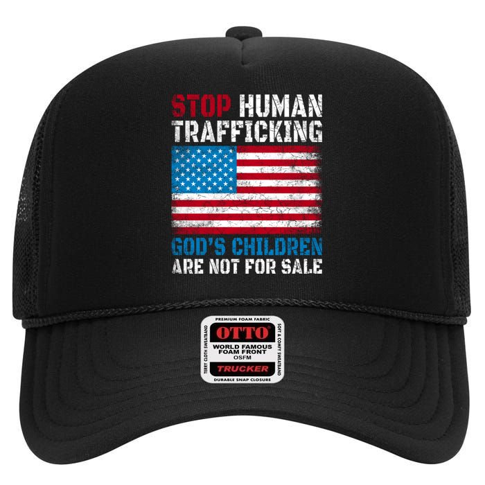 Stop Human Trafficking Gods Children Are Not For Sale. High Crown Mesh Back Trucker Hat