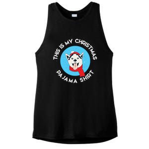 Siberian Husky This Is My Christmas Pajama Gift Ladies PosiCharge Tri-Blend Wicking Tank