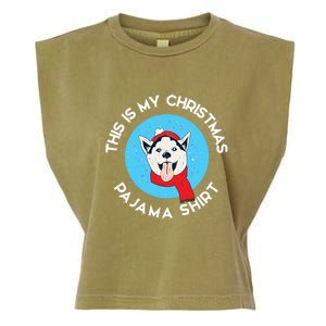 Siberian Husky This Is My Christmas Pajama Gift Garment-Dyed Women's Muscle Tee