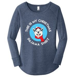 Siberian Husky This Is My Christmas Pajama Gift Women's Perfect Tri Tunic Long Sleeve Shirt