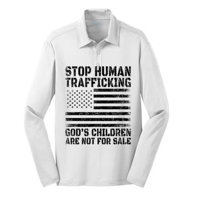 Stop Human Trafficking Gods Children Are Not For Sale. Silk Touch Performance Long Sleeve Polo