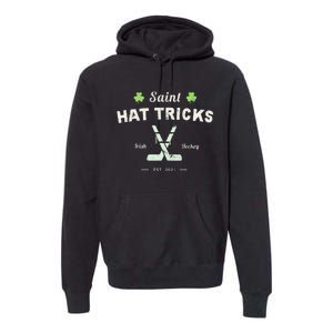 SAINT HAT TRICKS Funny St Patrick's Day Irish Hockey Club Premium Hoodie