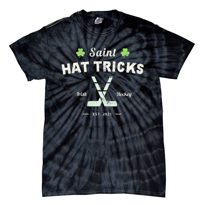 SAINT HAT TRICKS Funny St Patrick's Day Irish Hockey Club Tie-Dye T-Shirt