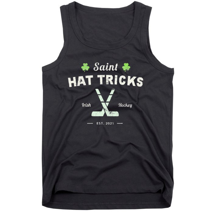 SAINT HAT TRICKS Funny St Patrick's Day Irish Hockey Club Tank Top