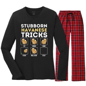 Stubborn Havanese Tricks Cuban Havaneser Havanezer Women's Long Sleeve Flannel Pajama Set 