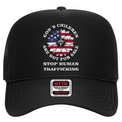 Stop Human Trafficking This Gods Children Are Not For Sale High Crown Mesh Back Trucker Hat