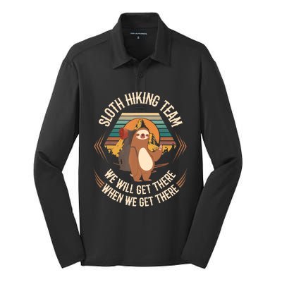 Sloth Hiking Team We Will Get There When We Get There Sloth Silk Touch Performance Long Sleeve Polo