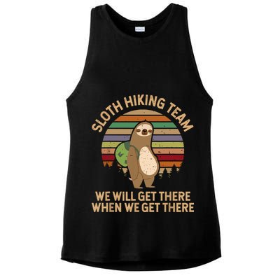 Sloth Hiking Team We Will Get There When We Get There Ladies PosiCharge Tri-Blend Wicking Tank