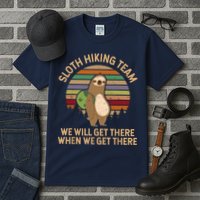 Sloth Hiking Team We Will Get There When We Get There Tall T-Shirt