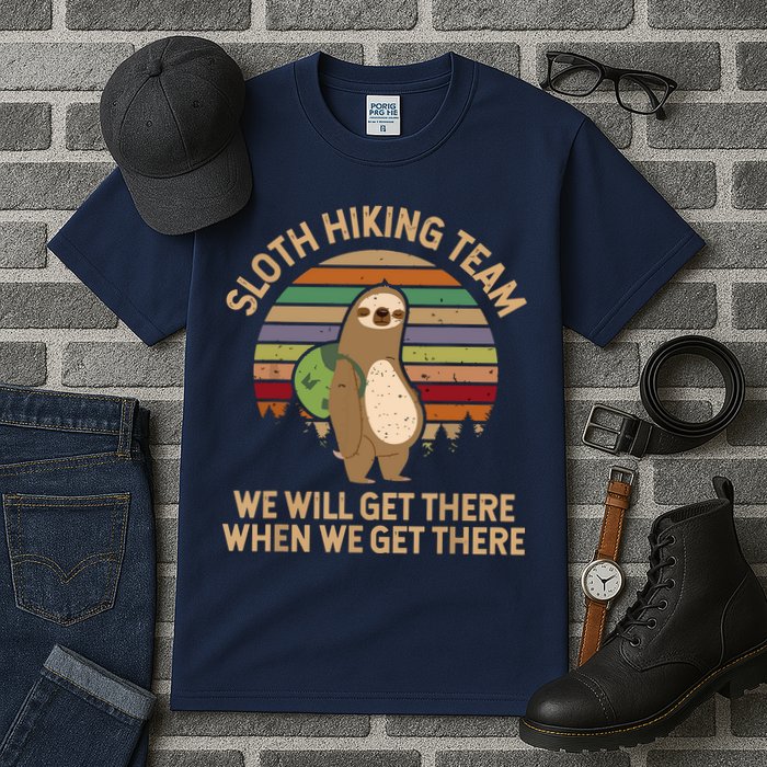 Sloth Hiking Team We Will Get There When We Get There Tall T-Shirt