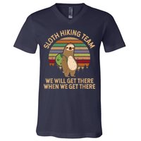 Sloth Hiking Team We Will Get There When We Get There V-Neck T-Shirt